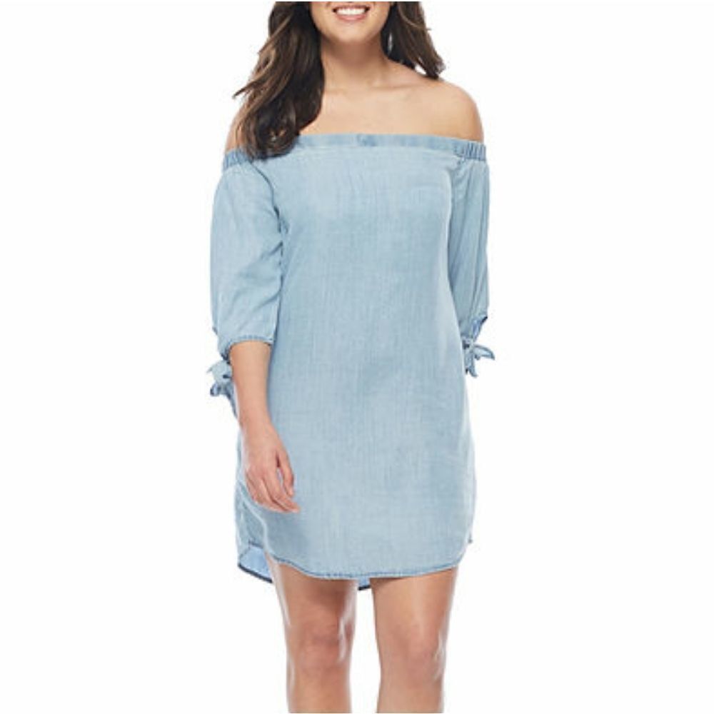 NWT A.N.A off the shoulder denim 3/4 sleeve dress